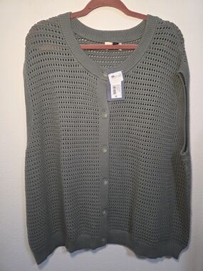 Universal Thread Open-Knit Sage Green Button Cardigan